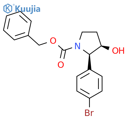 rac-benzyl (2R,3R)-2-(4-bromophenyl)-3-hydroxypyrrolidine-1-carboxylate structure