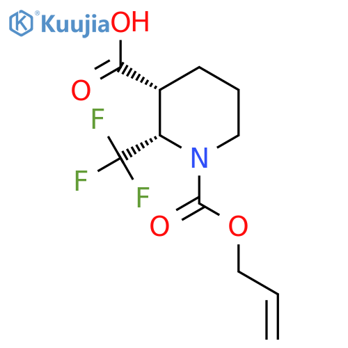 rac-(2R,3S)-1-[(prop-2-en-1-yloxy)carbonyl]-2-(trifluoromethyl)piperidine-3-carboxylic acid structure
