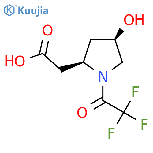 2-(2R,4R)-4-hydroxy-1-(2,2,2-trifluoroacetyl)pyrrolidin-2-ylacetic acid structure