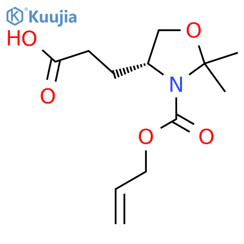 3-(4R)-2,2-dimethyl-3-(prop-2-en-1-yloxy)carbonyl-1,3-oxazolidin-4-ylpropanoic acid structure