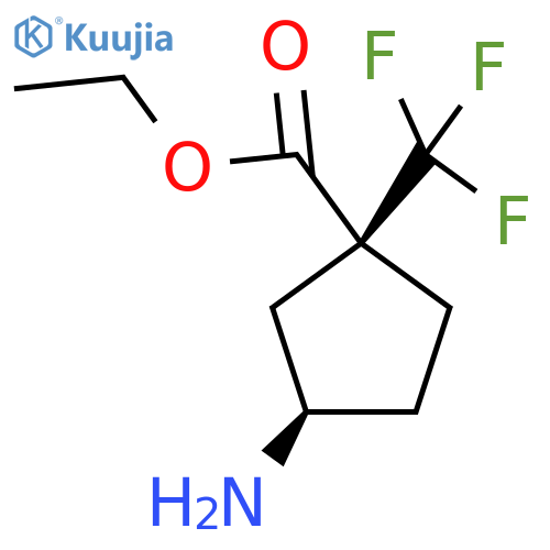 rac-ethyl (1R,3S)-3-amino-1-(trifluoromethyl)cyclopentane-1-carboxylate structure