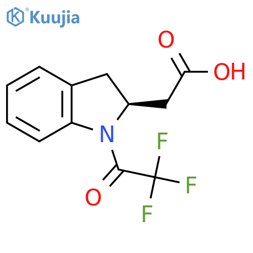 2-[(2S)-1-(2,2,2-trifluoroacetyl)-2,3-dihydro-1H-indol-2-yl]acetic acid structure