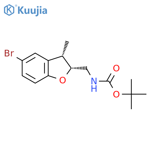 rac-tert-butyl N-{(2R,3S)-5-bromo-3-methyl-2,3-dihydro-1-benzofuran-2-ylmethyl}carbamate structure