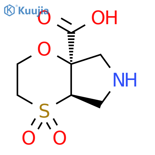 rac-(4aR,7aR)-4,4-dioxo-hexahydro-2H-4lambda6-1,4oxathiino2,3-cpyrrole-7a-carboxylic acid structure
