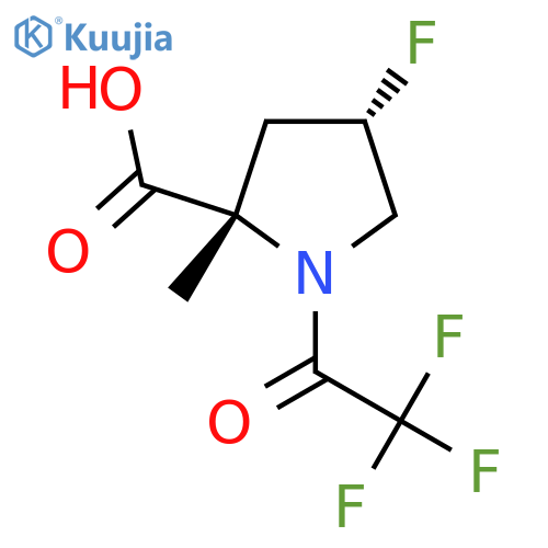 (2S,4S)-4-fluoro-2-methyl-1-(2,2,2-trifluoroacetyl)pyrrolidine-2-carboxylic acid structure