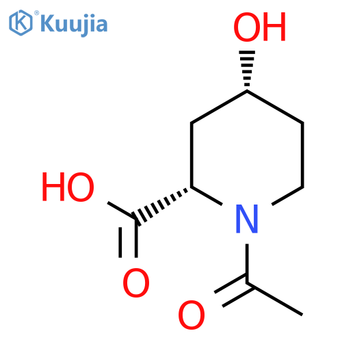 rac-(2R,4S)-1-acetyl-4-hydroxypiperidine-2-carboxylic acid structure