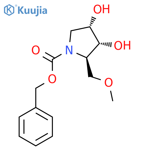 rac-benzyl (2R,3R,4S)-3,4-dihydroxy-2-(methoxymethyl)pyrrolidine-1-carboxylate structure