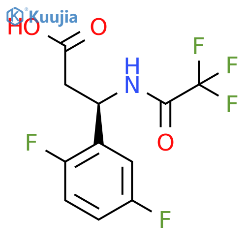 (3R)-3-(2,5-difluorophenyl)-3-(2,2,2-trifluoroacetamido)propanoic acid structure