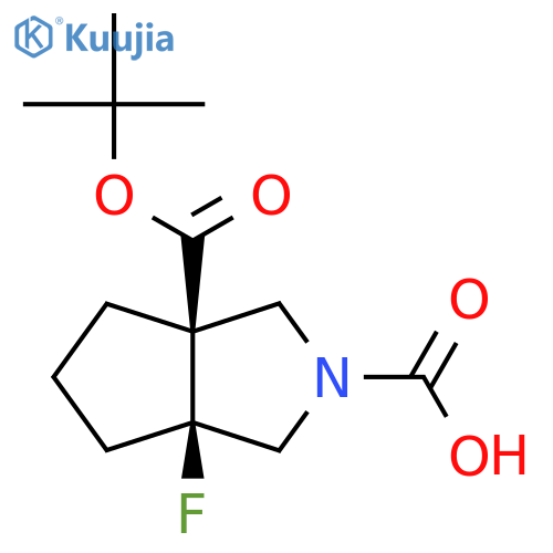 rac-(3aR,6aS)-3a-[(tert-butoxy)carbonyl]-6a-fluoro-octahydrocyclopenta[c]pyrrole-2-carboxylic acid structure