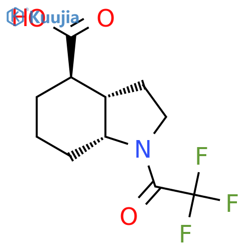 rac-(3aR,4S,7aS)-1-(2,2,2-trifluoroacetyl)-octahydro-1H-indole-4-carboxylic acid structure