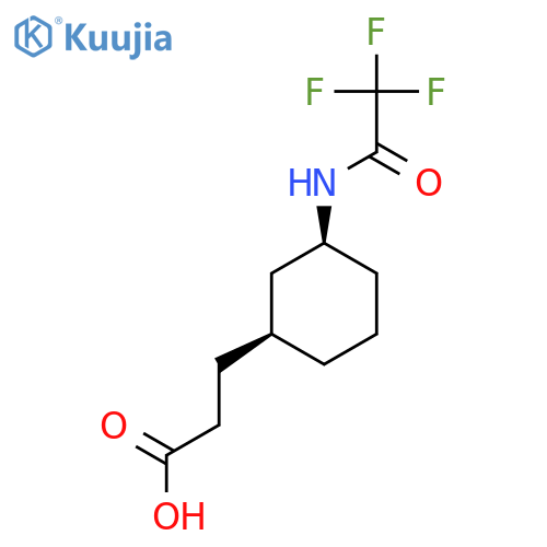 rac-3-(1R,3R)-3-(2,2,2-trifluoroacetamido)cyclohexylpropanoic acid structure