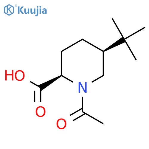 rac-(2R,5S)-1-acetyl-5-tert-butylpiperidine-2-carboxylic acid structure