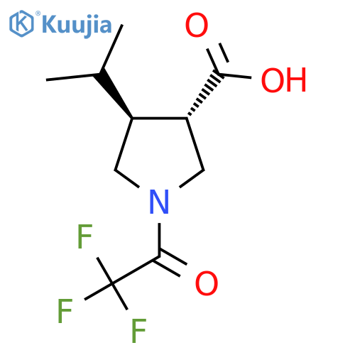 rac-(3R,4R)-4-(propan-2-yl)-1-(2,2,2-trifluoroacetyl)pyrrolidine-3-carboxylic acid structure