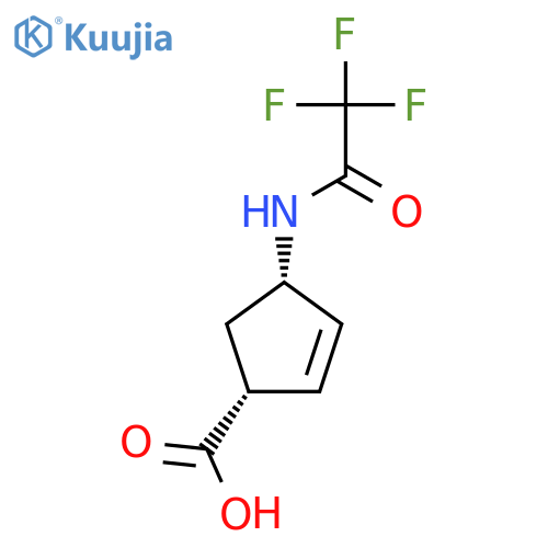 (1R,4S)-4-(2,2,2-trifluoroacetamido)cyclopent-2-ene-1-carboxylic acid structure