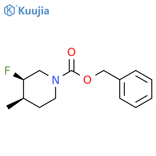 1-Piperidinecarboxylic acid, 3-fluoro-4-methyl-, phenylmethyl ester, (3R,4R)- structure