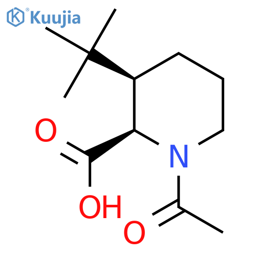 (2R,3R)-1-acetyl-3-tert-butylpiperidine-2-carboxylic acid structure