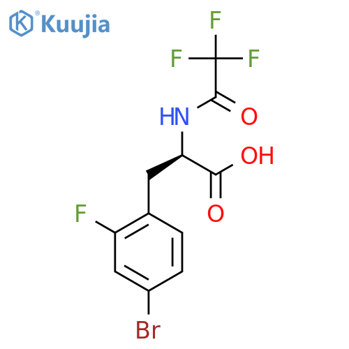 (2R)-3-(4-bromo-2-fluorophenyl)-2-(2,2,2-trifluoroacetamido)propanoic acid structure