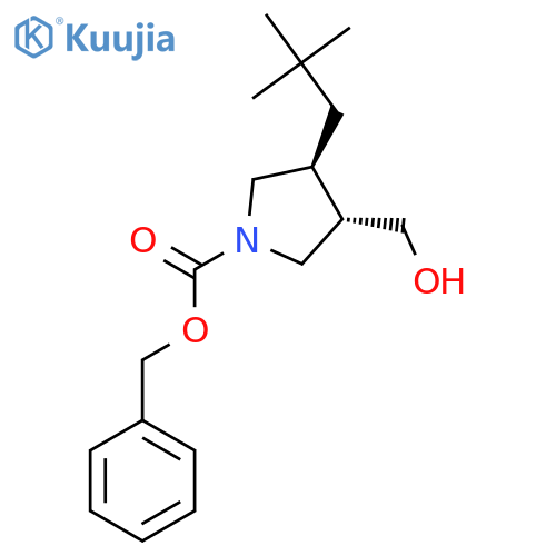 rac-benzyl (3R,4R)-3-(2,2-dimethylpropyl)-4-(hydroxymethyl)pyrrolidine-1-carboxylate structure