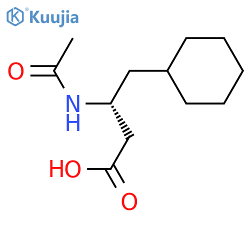(3R)-4-cyclohexyl-3-acetamidobutanoic acid structure