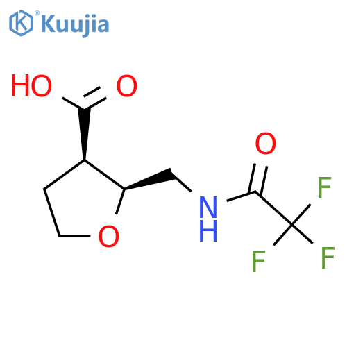 rac-(2R,3S)-2-[(2,2,2-trifluoroacetamido)methyl]oxolane-3-carboxylic acid structure