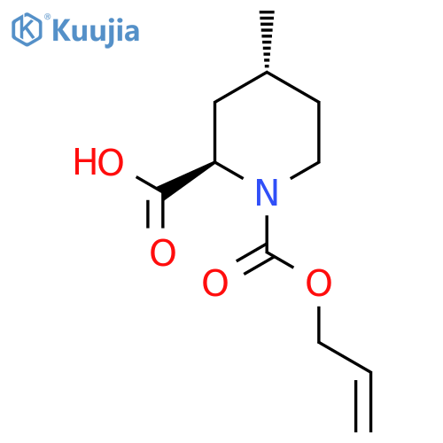 rac-(2R,4R)-4-methyl-1-(prop-2-en-1-yloxy)carbonylpiperidine-2-carboxylic acid structure