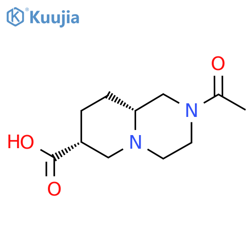 rac-(7R,9aR)-2-acetyl-octahydro-1H-pyrido[1,2-a]pyrazine-7-carboxylic acid structure