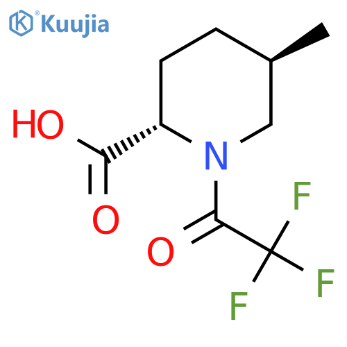rac-(2R,5S)-5-methyl-1-(2,2,2-trifluoroacetyl)piperidine-2-carboxylic acid structure