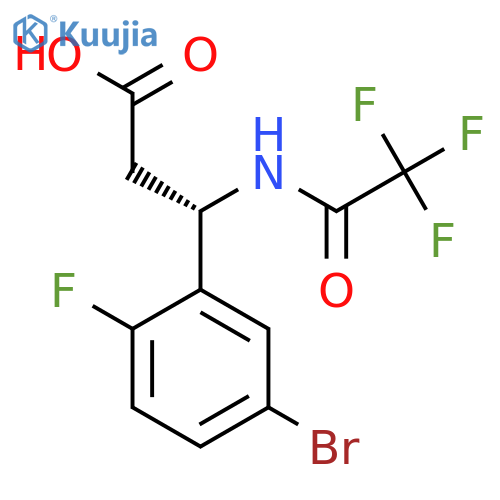(3S)-3-(5-bromo-2-fluorophenyl)-3-(2,2,2-trifluoroacetamido)propanoic acid structure
