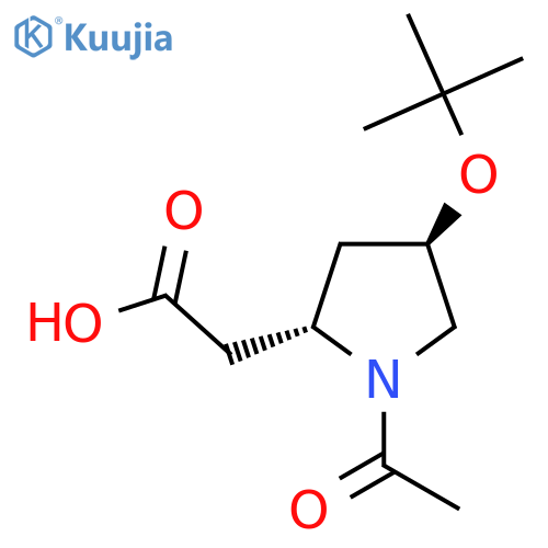 2-[(2S,4R)-1-acetyl-4-(tert-butoxy)pyrrolidin-2-yl]acetic acid structure