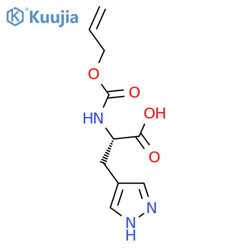 (2S)-2-{(prop-2-en-1-yloxy)carbonylamino}-3-(1H-pyrazol-4-yl)propanoic acid structure
