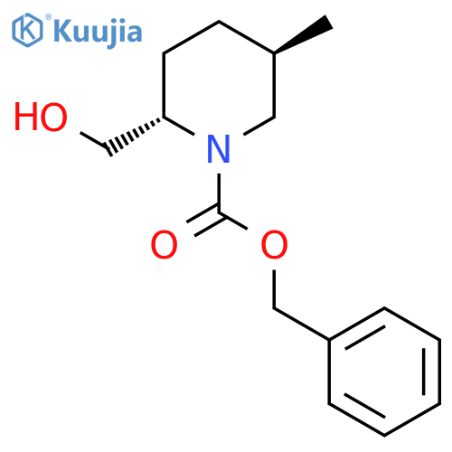 rac-benzyl (2R,5S)-2-(hydroxymethyl)-5-methylpiperidine-1-carboxylate structure