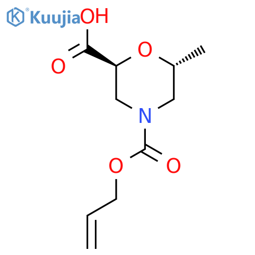 rac-(2R,6S)-6-methyl-4-(prop-2-en-1-yloxy)carbonylmorpholine-2-carboxylic acid structure