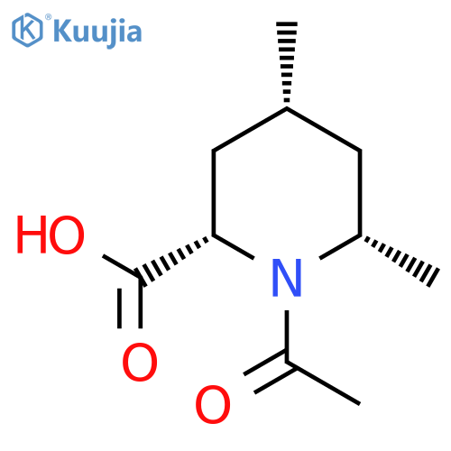 rac-(2R,4S,6R)-1-acetyl-4,6-dimethylpiperidine-2-carboxylic acid structure