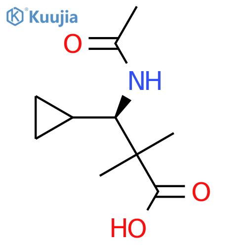 (3R)-3-cyclopropyl-3-acetamido-2,2-dimethylpropanoic acid structure