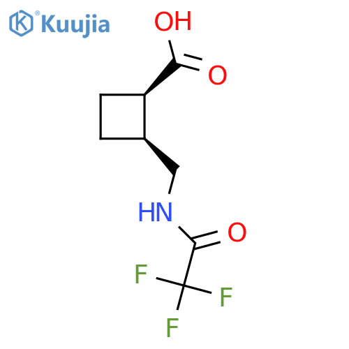 rac-(1R,2S)-2-[(trifluoroacetamido)methyl]cyclobutane-1-carboxylic acid structure