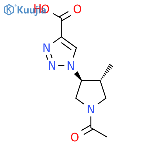 rac-1-(3R,4S)-1-acetyl-4-methylpyrrolidin-3-yl-1H-1,2,3-triazole-4-carboxylic acid structure