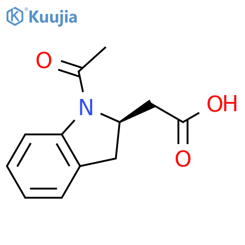 2-(2R)-1-acetyl-2,3-dihydro-1H-indol-2-ylacetic acid structure