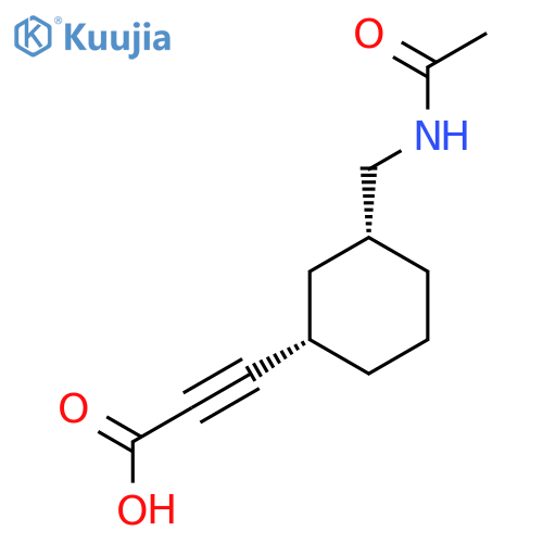 rac-3-(1R,3S)-3-(acetamidomethyl)cyclohexylprop-2-ynoic acid structure
