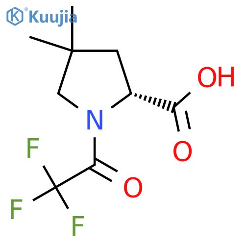 (2R)-4,4-dimethyl-1-(2,2,2-trifluoroacetyl)pyrrolidine-2-carboxylic acid structure