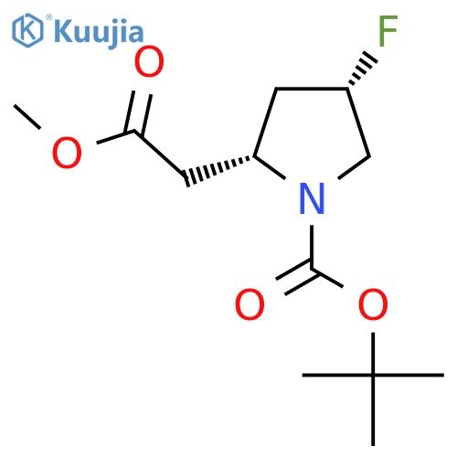 tert-butyl (2R,4S)-4-fluoro-2-(2-methoxy-2-oxoethyl)pyrrolidine-1-carboxylate structure