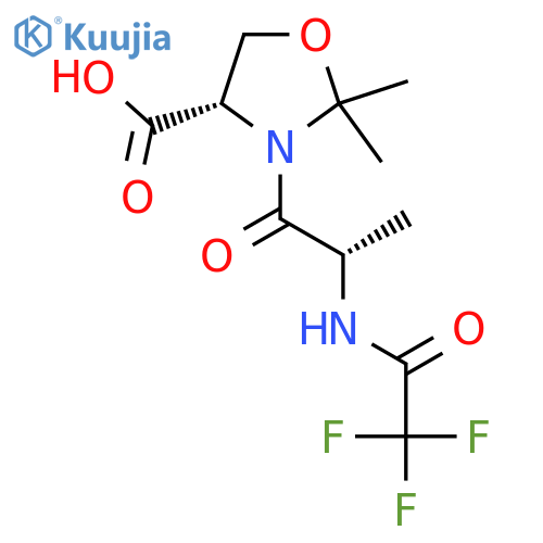 (4S)-2,2-dimethyl-3-(2S)-2-(2,2,2-trifluoroacetamido)propanoyl-1,3-oxazolidine-4-carboxylic acid structure