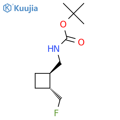 rac-tert-butyl N-{(1R,2R)-2-(fluoromethyl)cyclobutylmethyl}carbamate structure