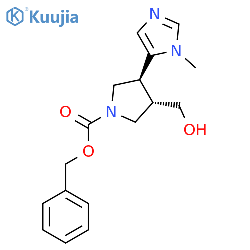 rac-benzyl (3R,4R)-3-(hydroxymethyl)-4-(1-methyl-1H-imidazol-5-yl)pyrrolidine-1-carboxylate structure