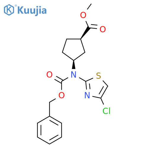 rac-methyl (1R,3S)-3-{(benzyloxy)carbonyl(4-chloro-1,3-thiazol-2-yl)amino}cyclopentane-1-carboxylate structure