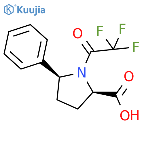 (2R,5S)-5-phenyl-1-(2,2,2-trifluoroacetyl)pyrrolidine-2-carboxylic acid structure
