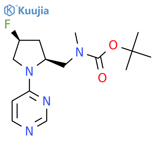 tert-butyl N-{(2S,4S)-4-fluoro-1-(pyrimidin-4-yl)pyrrolidin-2-ylmethyl}-N-methylcarbamate structure