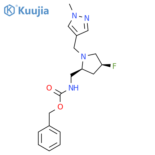 benzyl N-{(2S,4S)-4-fluoro-1-(1-methyl-1H-pyrazol-4-yl)methylpyrrolidin-2-ylmethyl}carbamate structure