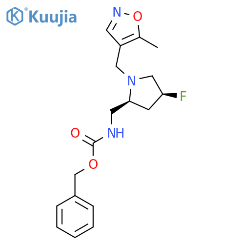 benzyl N-{(2S,4S)-4-fluoro-1-(5-methyl-1,2-oxazol-4-yl)methylpyrrolidin-2-ylmethyl}carbamate structure