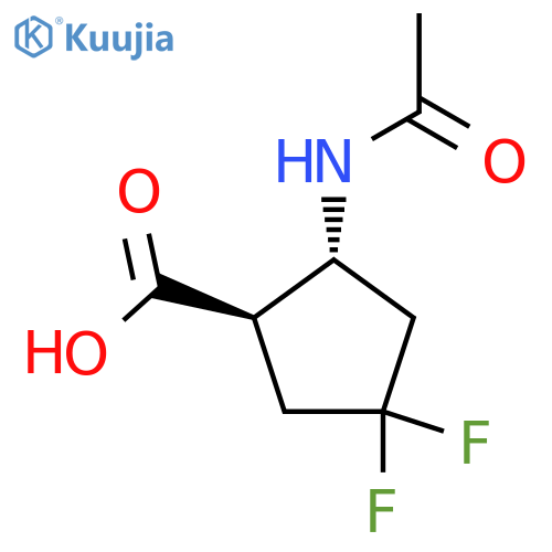 rac-(1R,2R)-2-acetamido-4,4-difluorocyclopentane-1-carboxylic acid structure