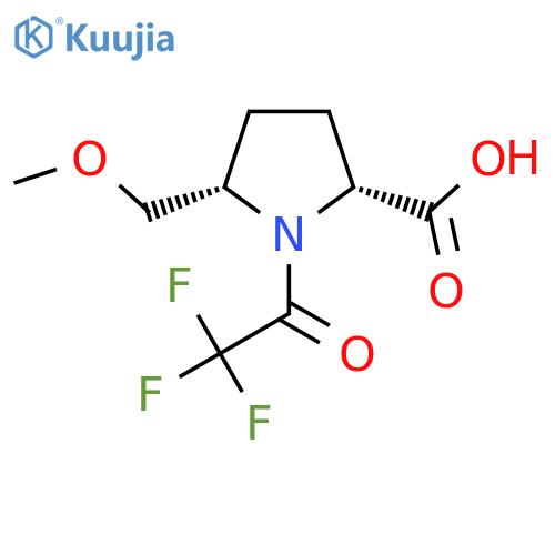 rac-(2R,5S)-5-(methoxymethyl)-1-(2,2,2-trifluoroacetyl)pyrrolidine-2-carboxylic acid structure